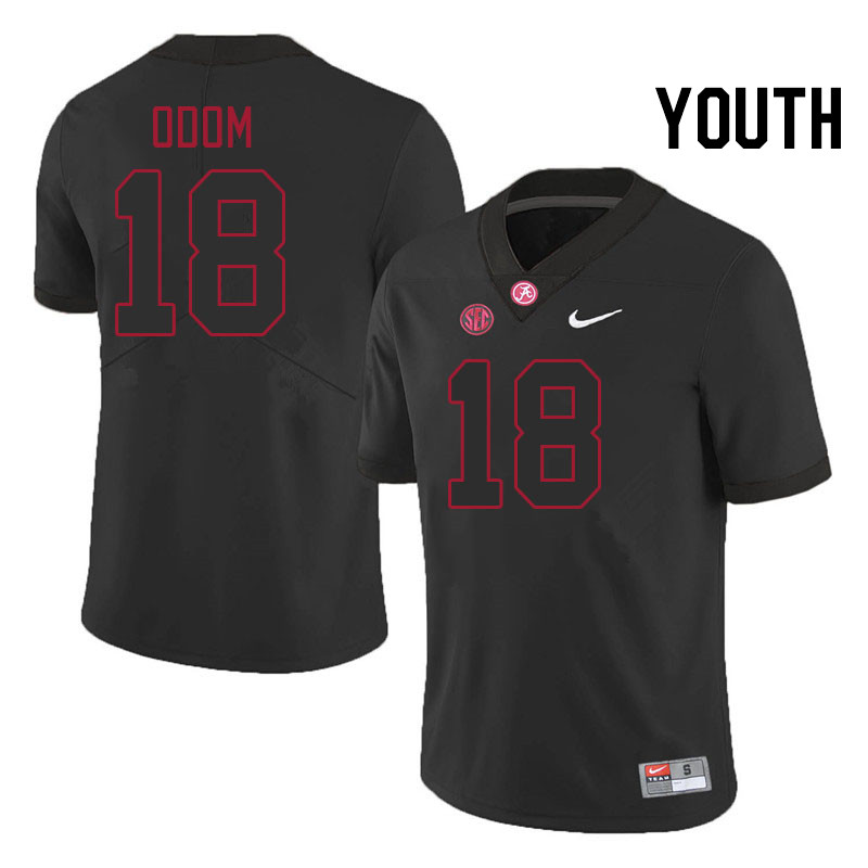 Youth #18 Caleb Odom Alabama Crimson Tide College Football Jerseys Stitched-Blackout